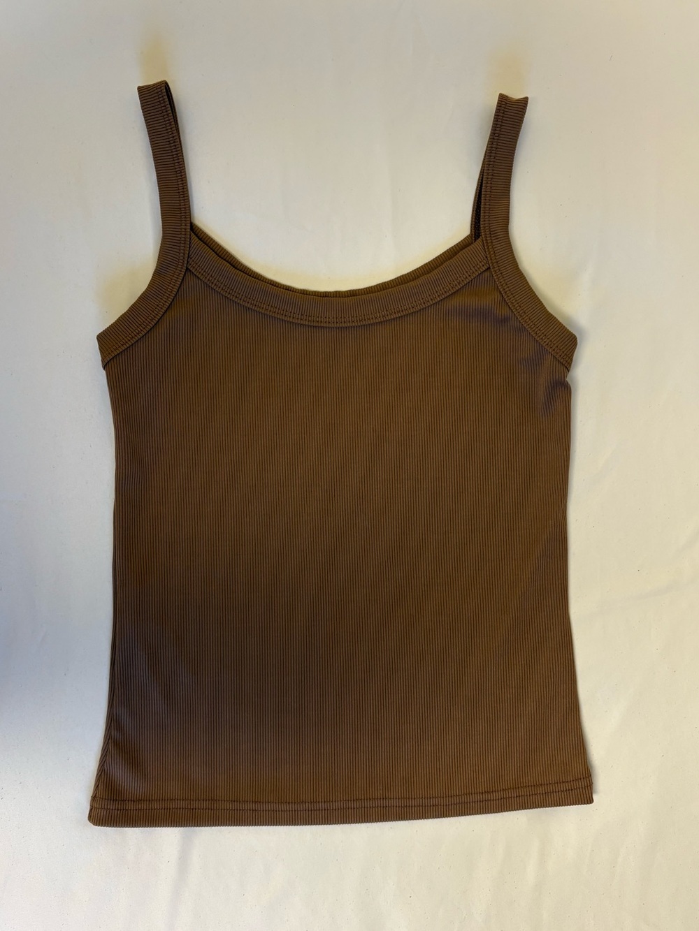 Chocolate Brown Ribbed Scoop Neck Tank Top Size Extra Small